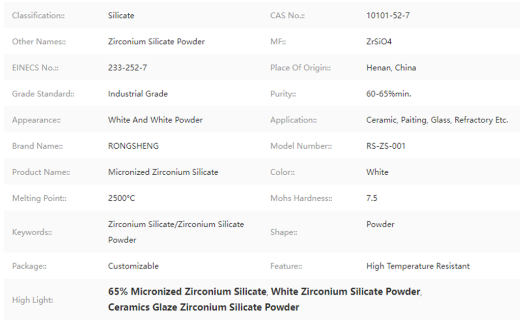 Zirconium Silicate Powder - Zirconium Silicate - 1