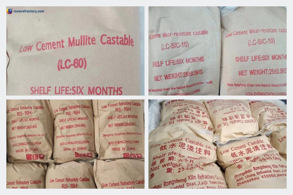 Low cement castable packaging